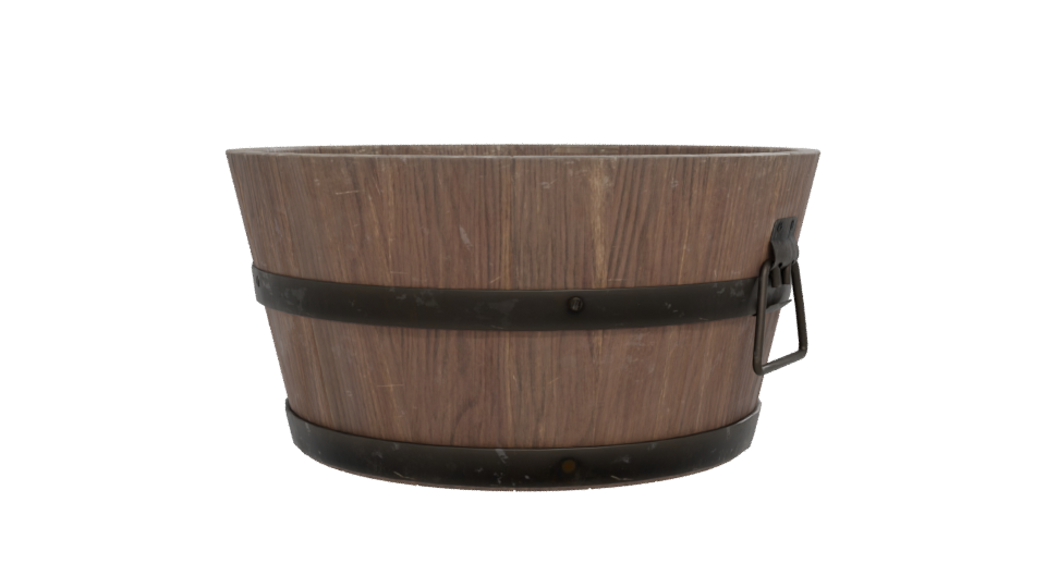 Rustic Wooden Bucket Model - Professional 3D Model Render 12