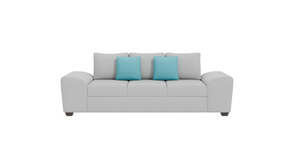 Modern Minimalist White Sofa with Teal Cushions 3D Model - Professional 3D Model Render 11