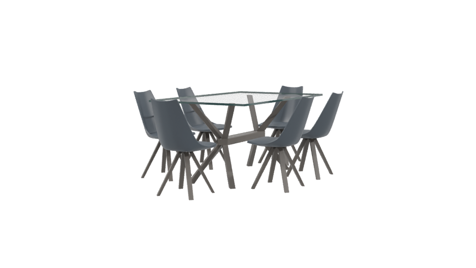 Glass Dining Table Set 3D - Professional 3D Model Render 3