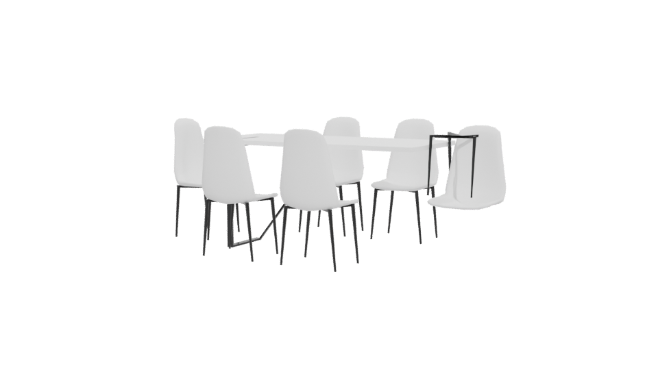 Minimalist Dining Table Set 3D - Professional 3D Model Render 12