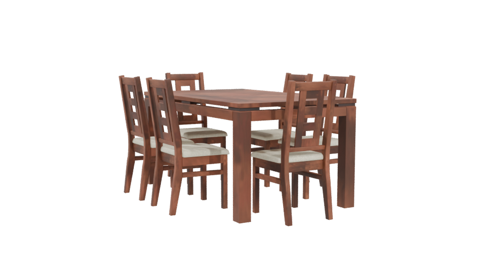 Contemporary Wooden Dining Set 3D Model - Professional 3D Model Render 4