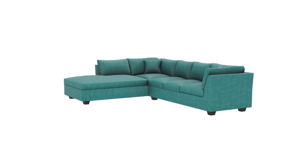 Luxe Teal Sectional Sofa 3D - Professional 3D Model Render 13