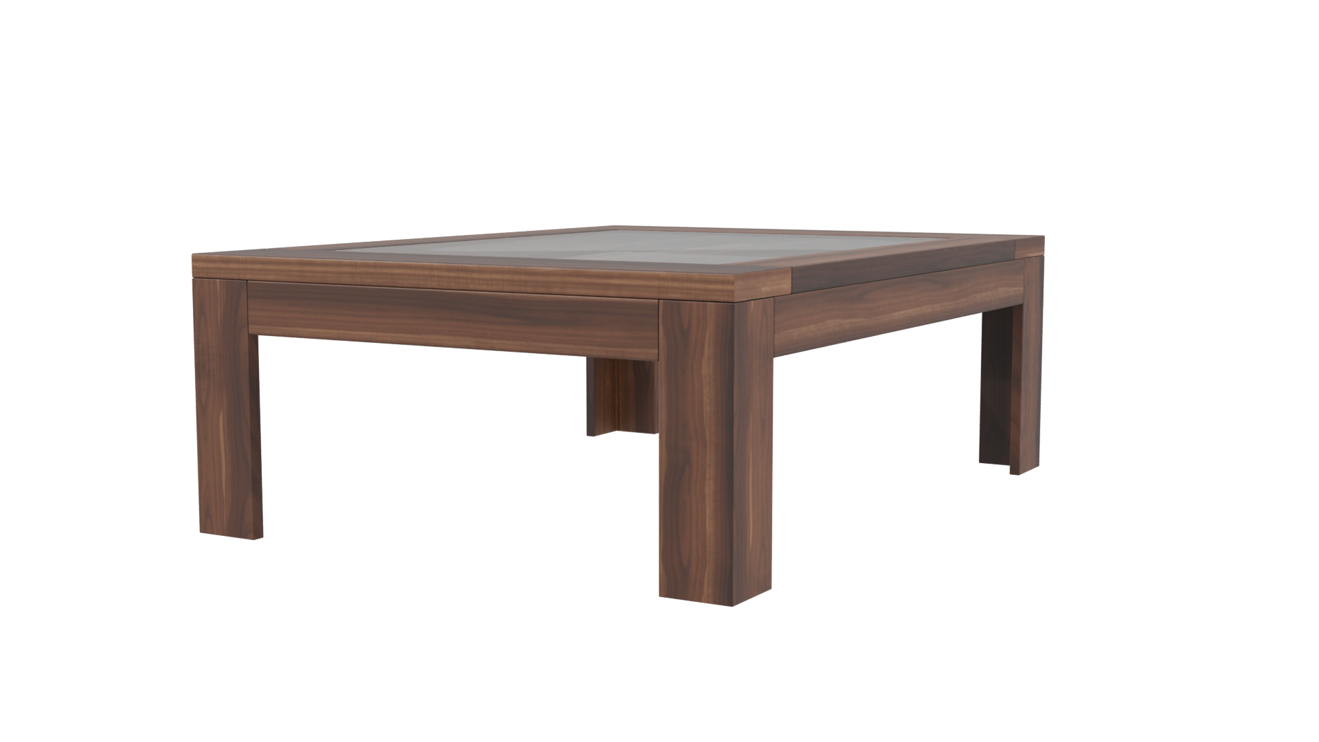 Elegant Glass Top Wooden Table - Professional 3D Model Render 3