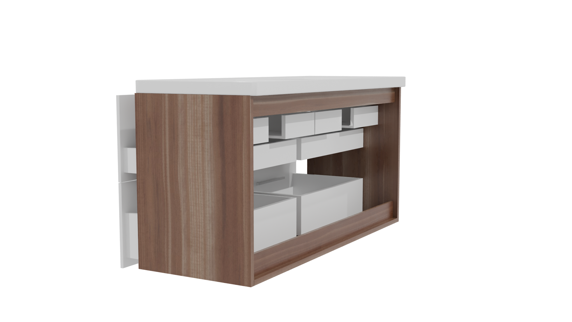 Contemporary Double Sink Vanity Model - Professional 3D Model Render 3