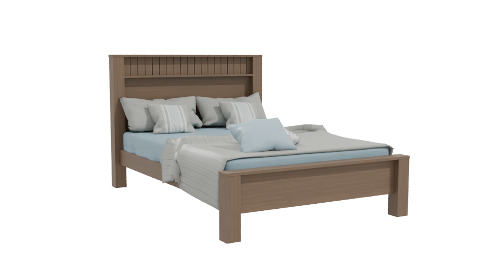 Stylish Wooden Bed 3D Model - Professional 3D Model Render 10