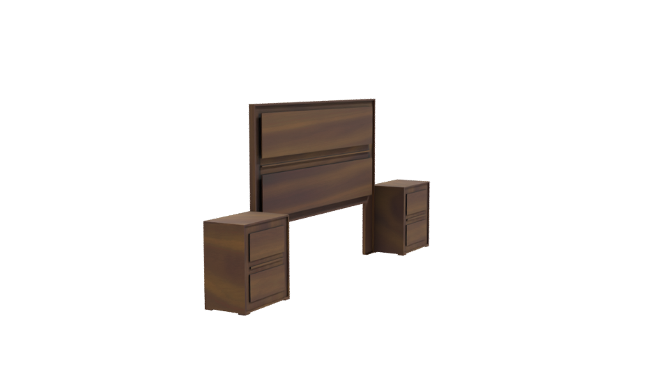 Stylish Wooden Headboard Set 3D - Professional 3D Model Render 9