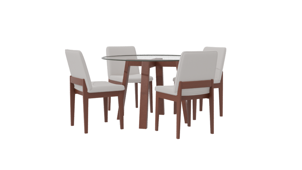 Elegant Glass Dining Table Set - Professional 3D Model Render 7