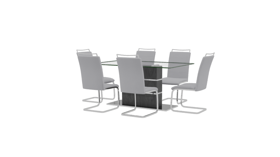 Modern Glass Dining Table Set - Professional 3D Model Render 3