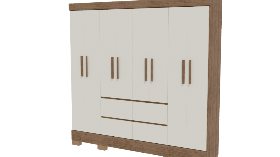Stylish Wooden Wardrobe 3D Model - Professional 3D Model Render 12