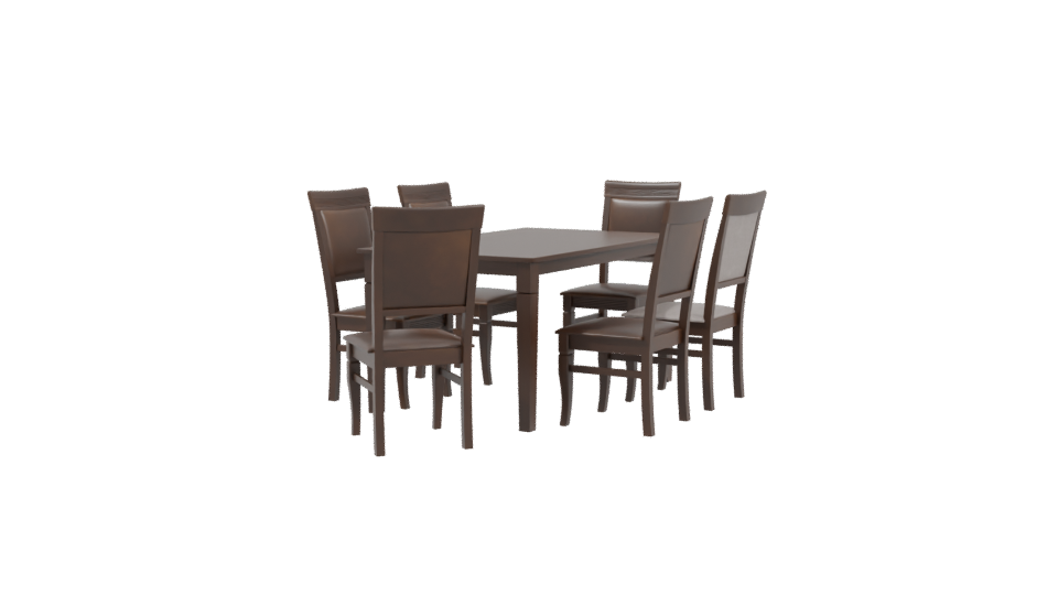 Elegant Wooden Dining Table Set - Professional 3D Model Render 3