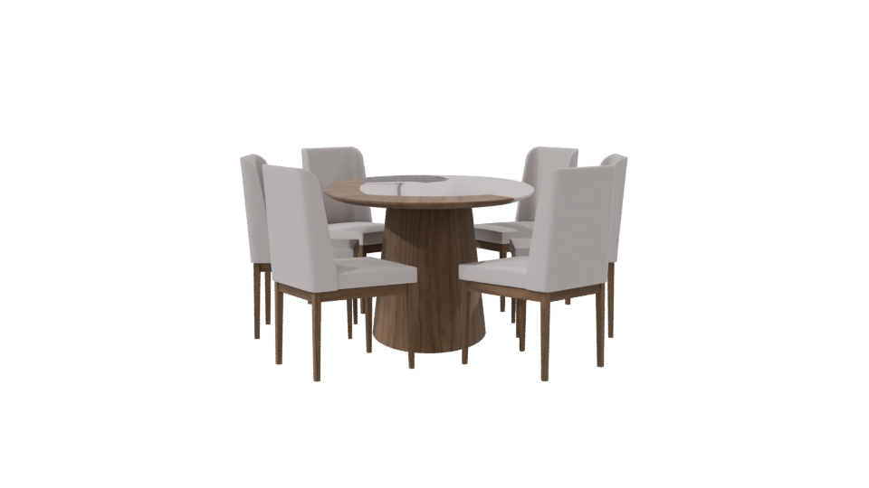 Contemporary Round Dining Table Set - Professional 3D Model Render 8