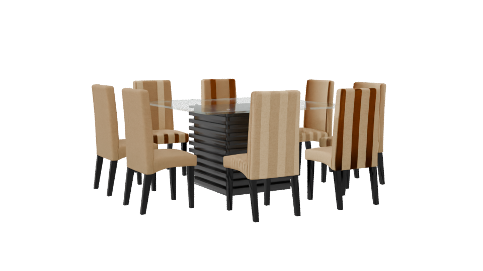 Elegant Glass Dining Table with Upholstered Chairs - Professional 3D Model Render 7