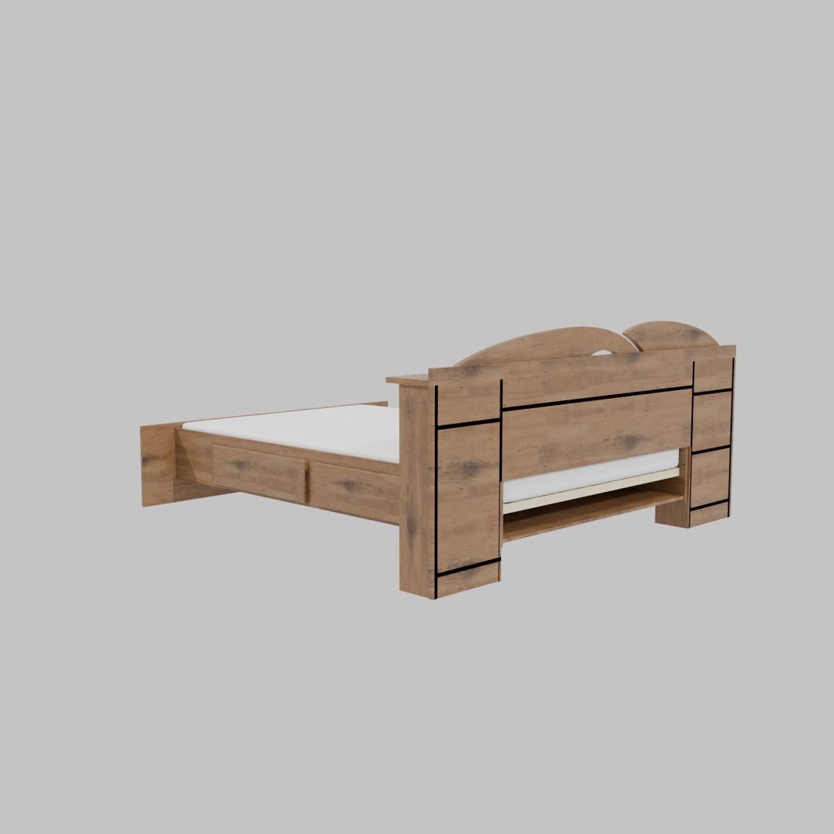 Cama Elite 2 Plazas + 2 Veladores Amaderado