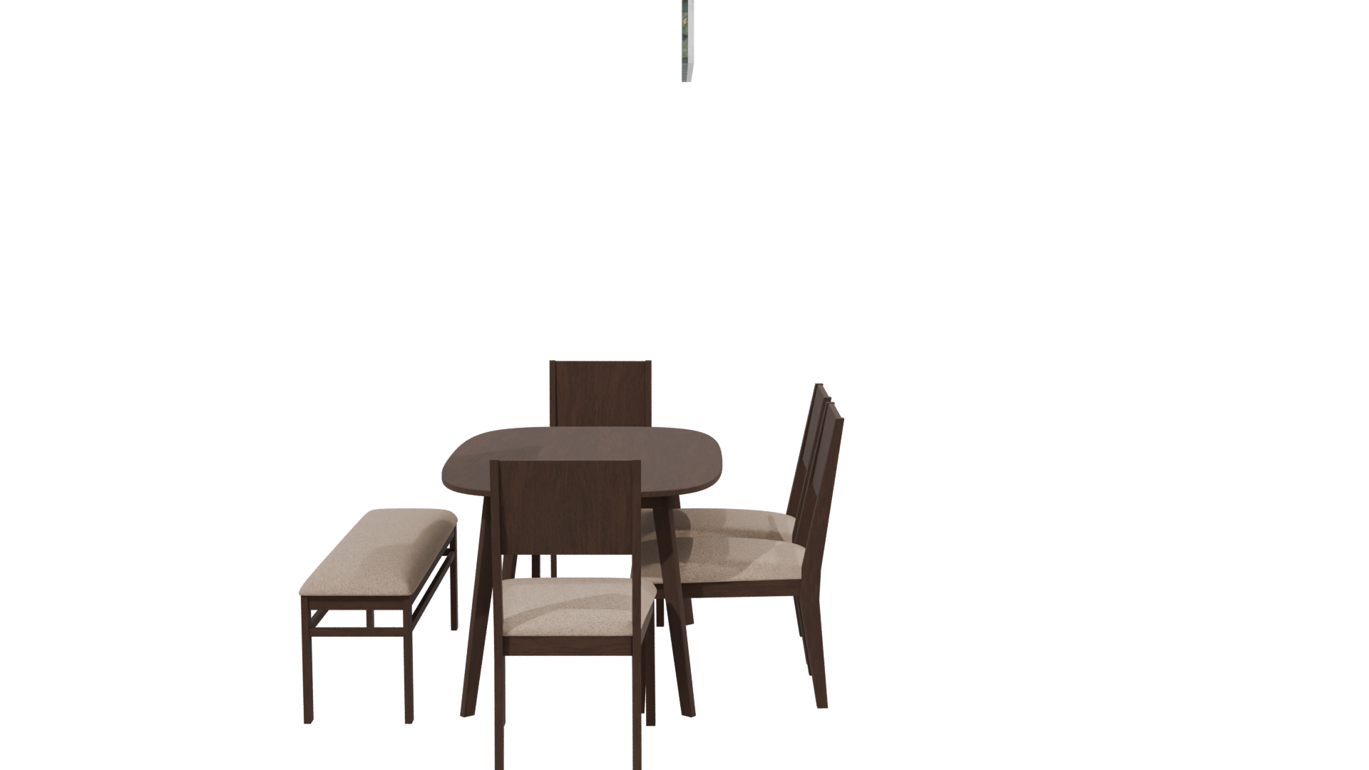Stylish Wooden Dining Set 3D - Professional 3D Model Render 2