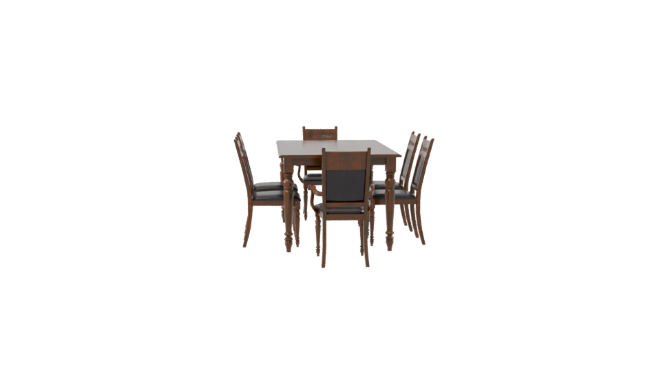 Elegant Wooden Dining Table Set - Professional 3D Model Render 8