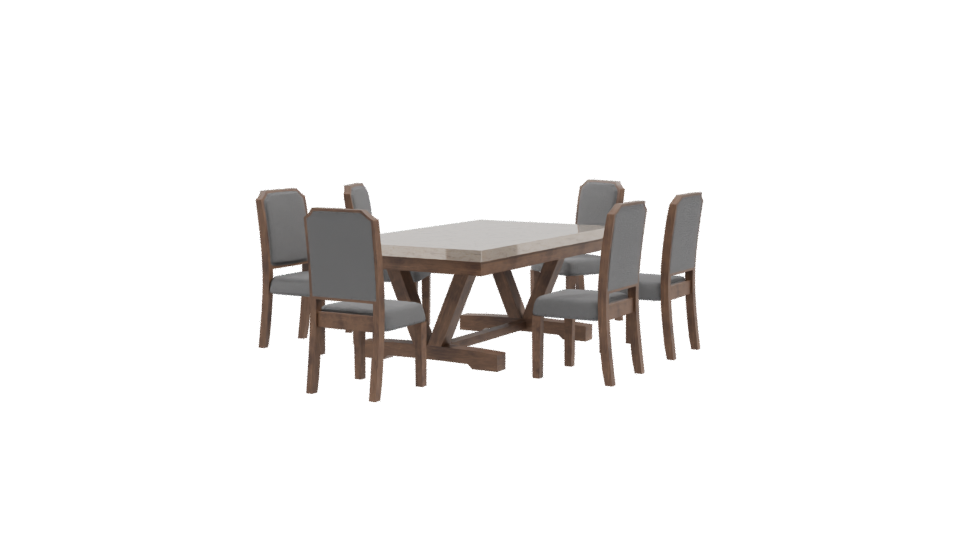 Stylish Wooden Dining Table Set - Professional 3D Model Render 9