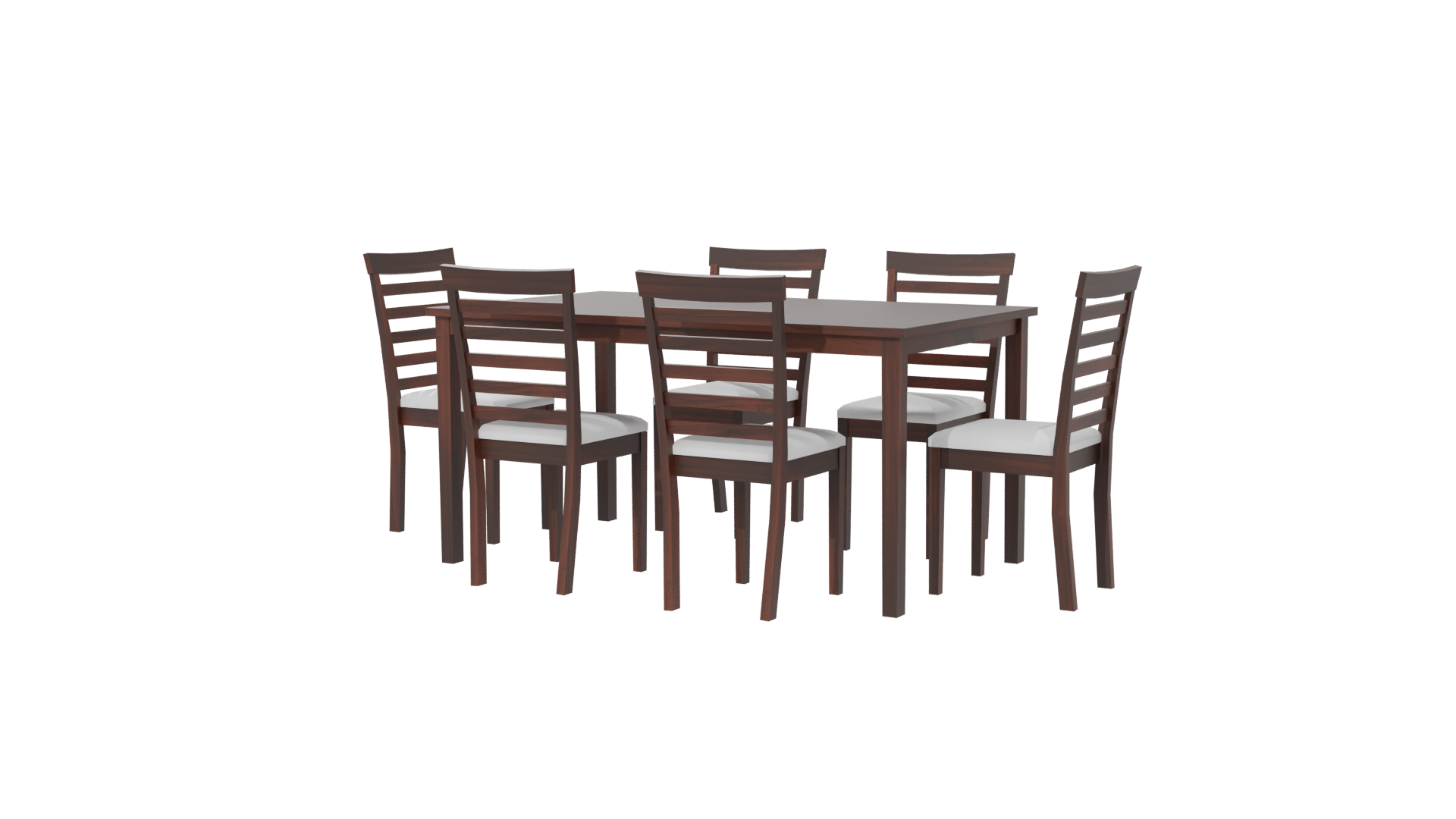 Stylish Wooden Dining Table Set with Chairs 3D Model - Professional 3D Model Render 6