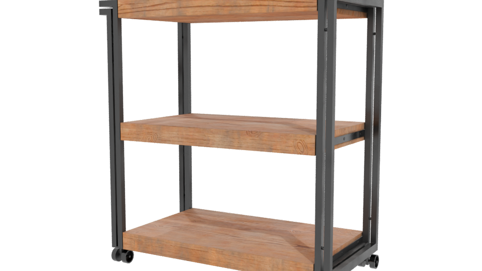 Industrial Wooden Shelf Rack 3D - Professional 3D Model Render 12
