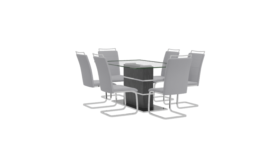 Modern Glass Dining Table Set - Professional 3D Model Render 10