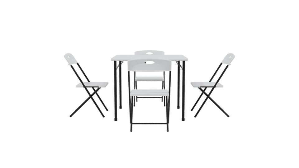 Minimalist Folding Table Set 3D - Professional 3D Model Render 2