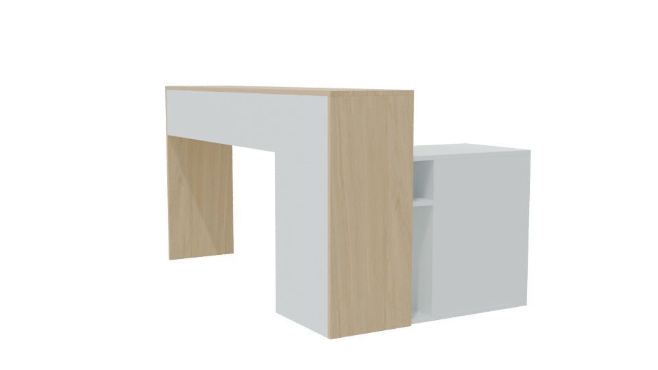 Minimalist Desk with Storage Unit - Professional 3D Model Render 7