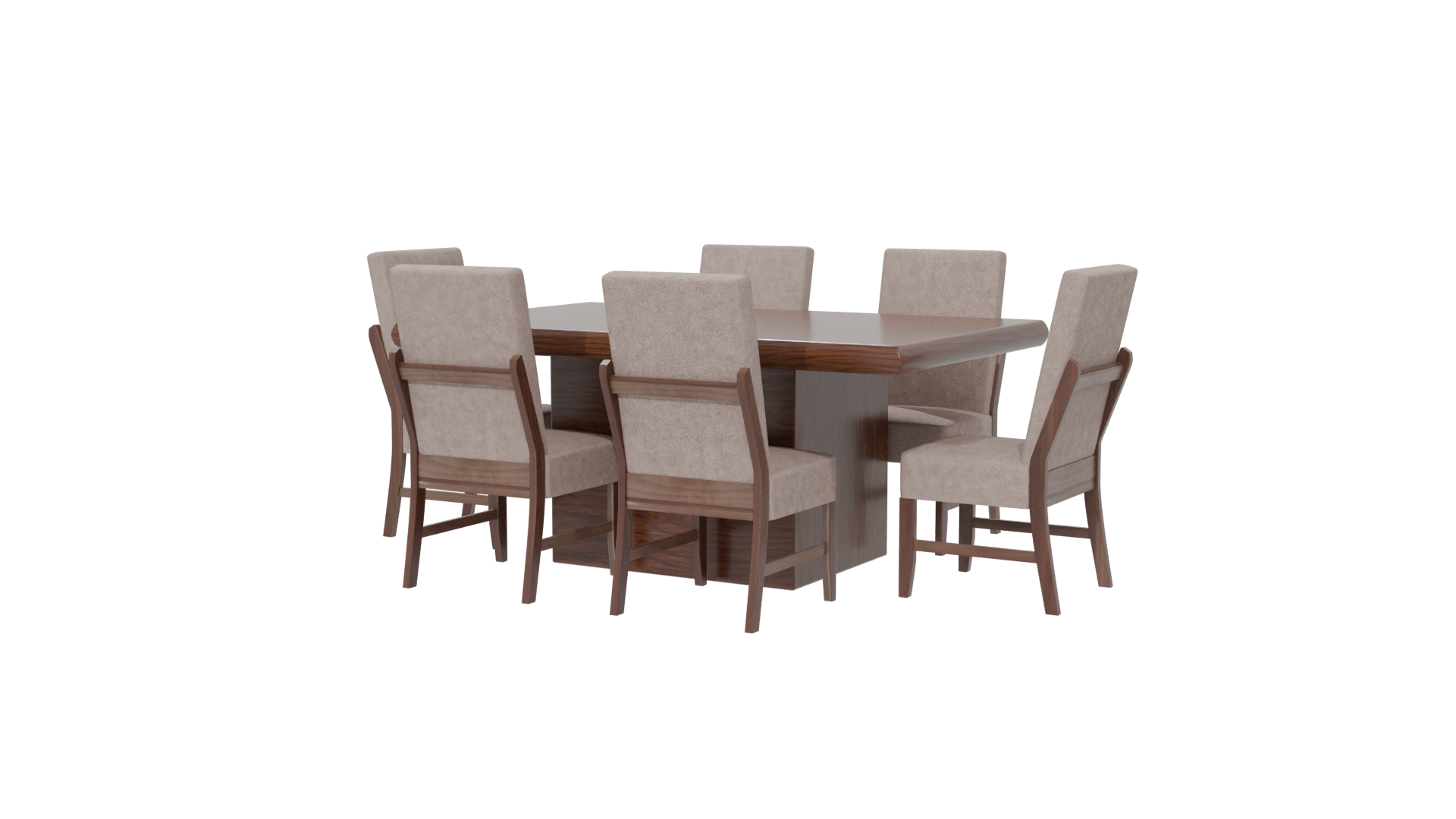 Stylish Wooden Dining Table Set - Professional 3D Model Render 15