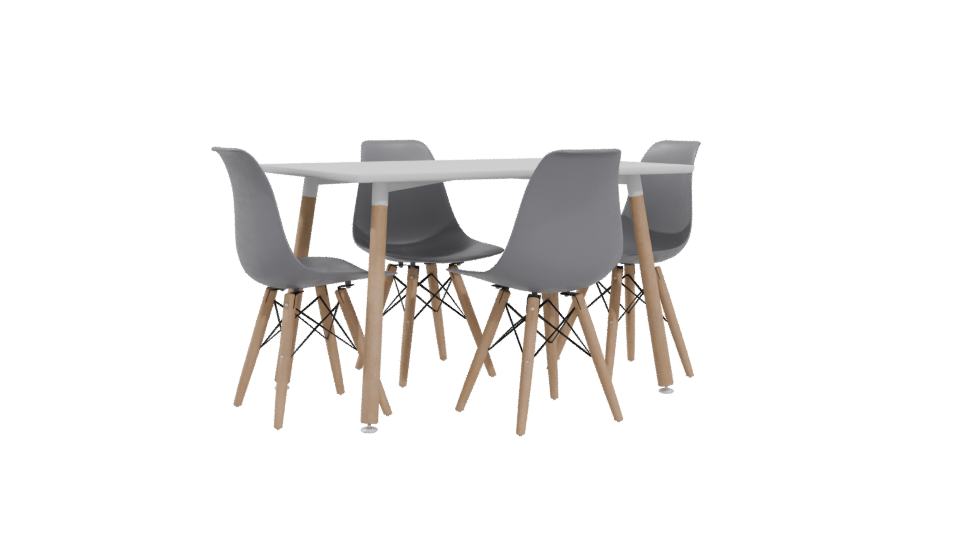 Stylish Minimalist Dining Table Set 3D Model - Professional 3D Model Render 4