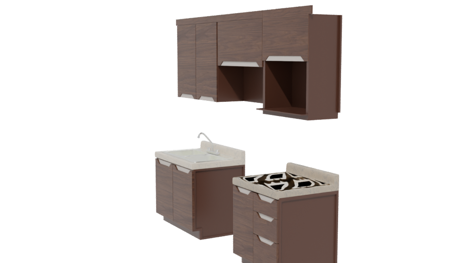 Modern Kitchen Cabinet Set 3D - Professional 3D Model Render 13
