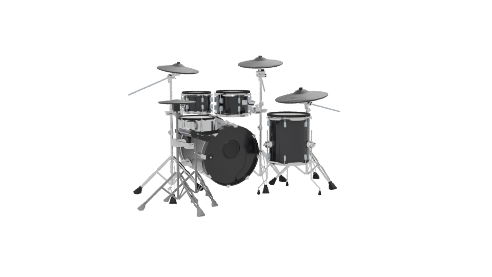 Realistic Black Drum Set 3D - Professional 3D Model Render 7