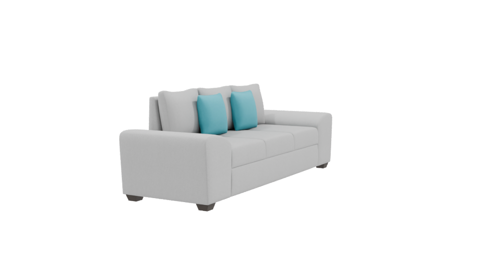 Modern Minimalist White Sofa with Teal Cushions 3D Model - Professional 3D Model Render 9