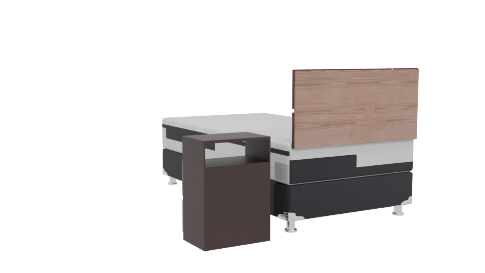Stylish Minimalist Single Bed with Nightstand 3D Model - Professional 3D Model Render 4