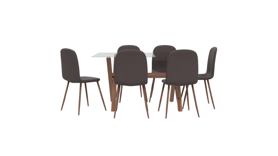 Elegant Glass Top Dining Set - Professional 3D Model Render 5
