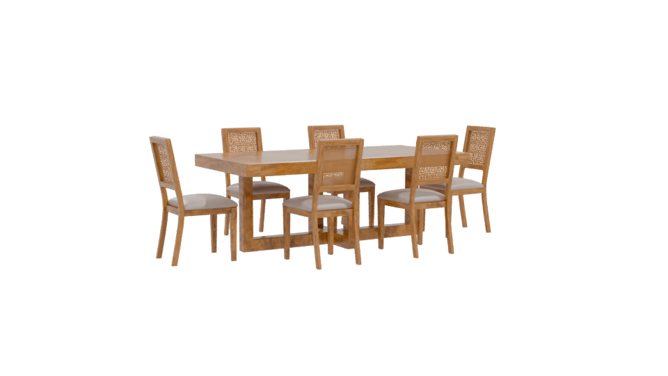 Stylish Wooden Dining Set 3D - Professional 3D Model Render 10