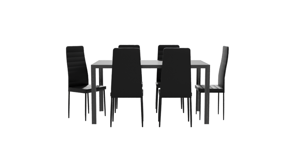 Sleek Modern Dining Table with Chairs 3D Model - Professional 3D Model Render 11