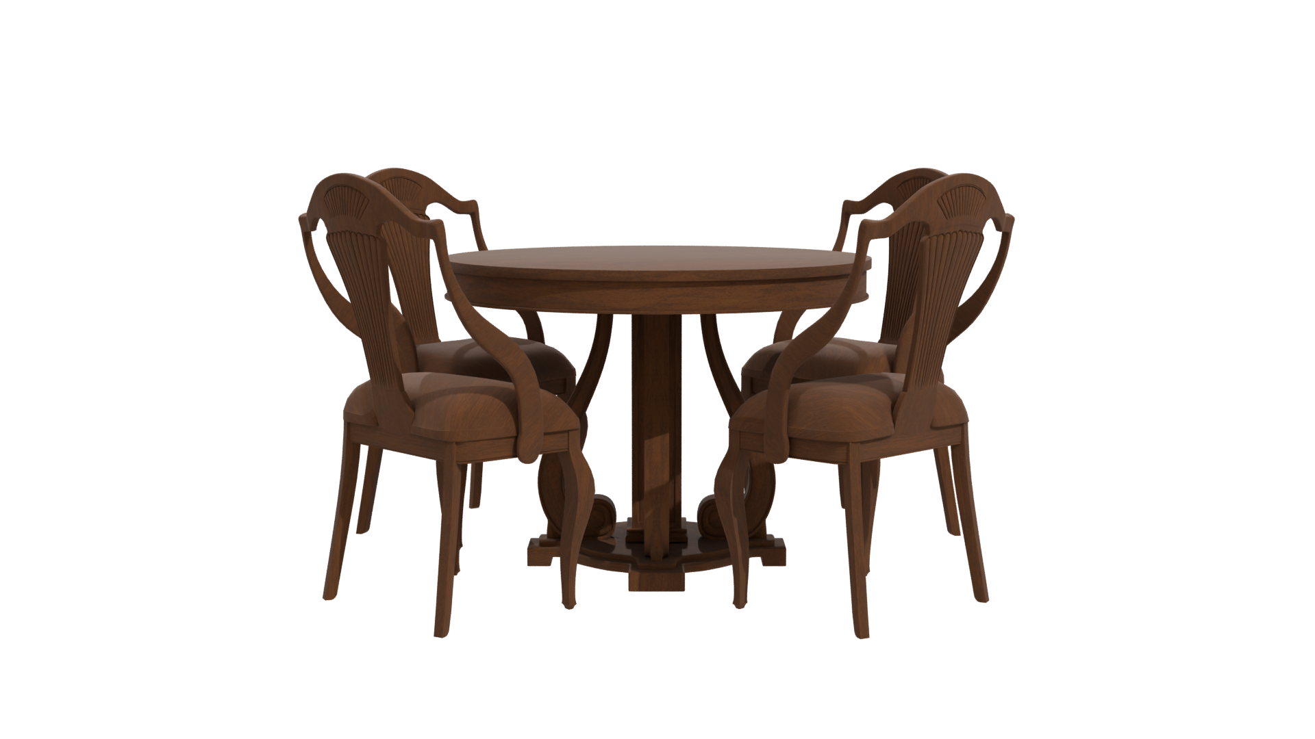 Elegant Wooden Dining Table Set - Professional 3D Model Render 11