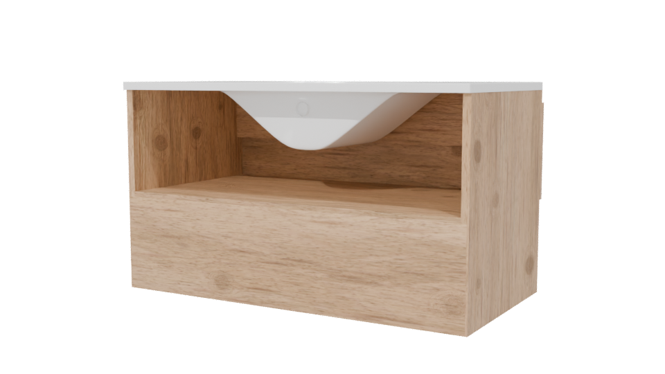 Minimalist Wooden Bathroom Vanity - Professional 3D Model Render 6