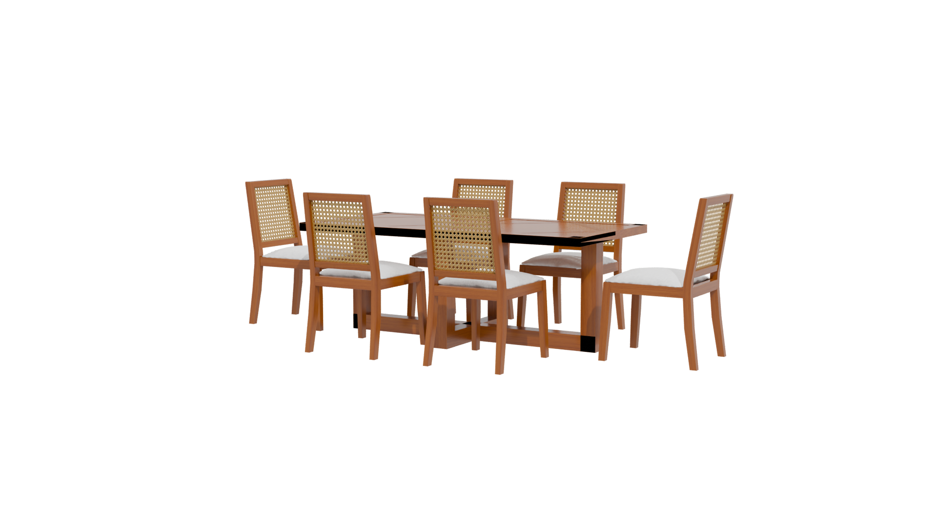 Stylish Wooden Dining Table Set - Professional 3D Model Render 12