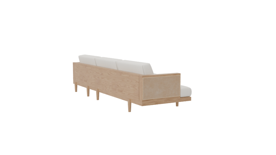 Minimalist Wooden Sofa Model - Professional 3D Model Render 7