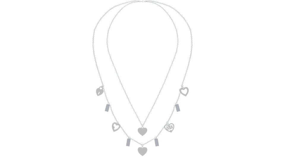 Stylish Double Layer Heart Necklace - Professional 3D Model Render 5