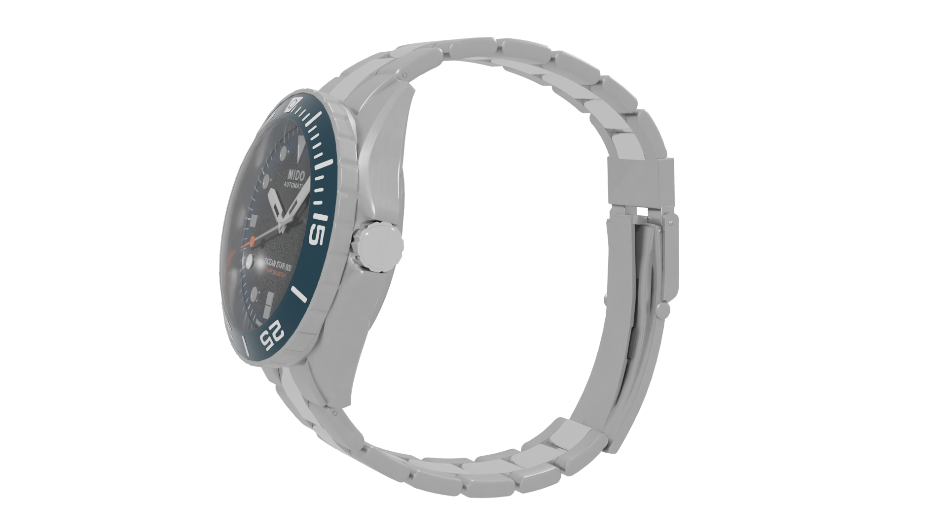Stainless Steel Diving Watch Model - Professional 3D Model Render 13