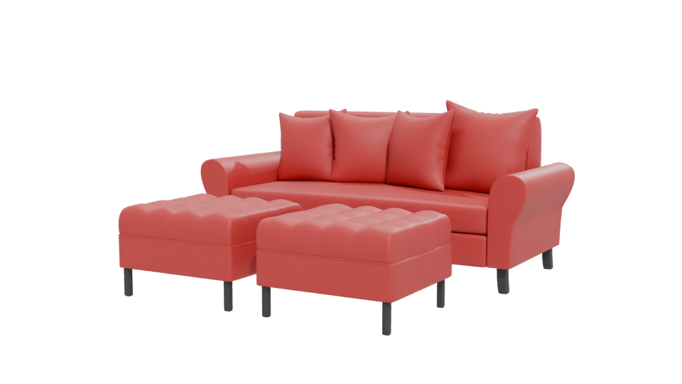 Stylish Red Sofa Model 3D - Professional 3D Model Render 12