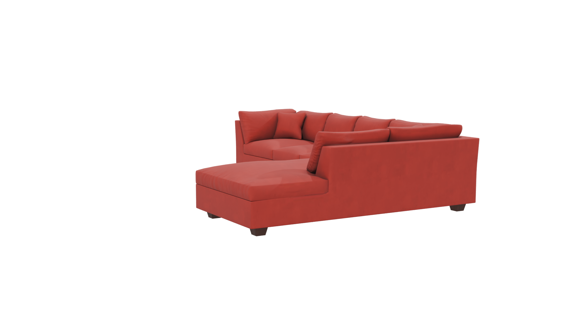 Red Velvet Sectional Sofa 3D - Professional 3D Model Render 13