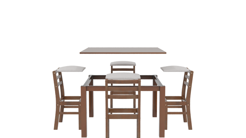 Elegant Wooden Dining Table Set - Professional 3D Model Render 5