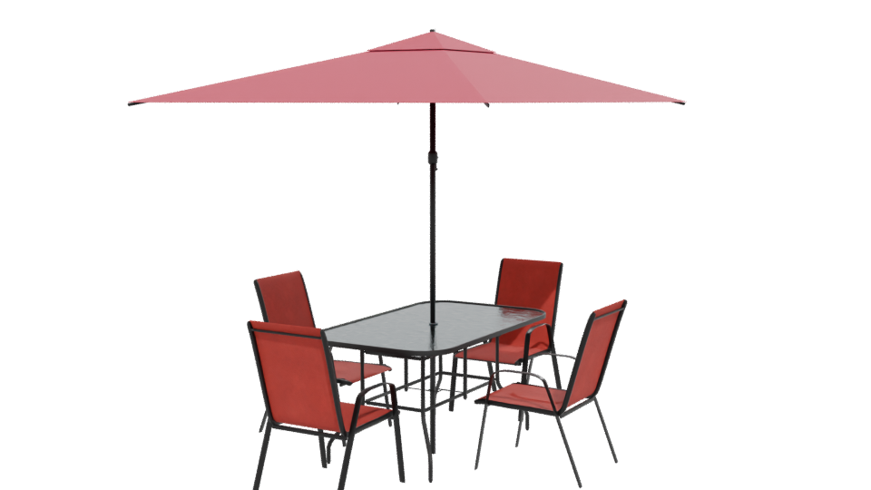 Stylish Outdoor Dining Set with Umbrella 3D Model - Professional 3D Model Render 12