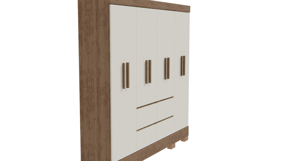 Stylish Wooden Wardrobe 3D Model - Professional 3D Model Render 9