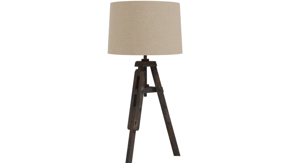 Industrial Wooden Tripod Lamp 3D - Professional 3D Model Render 10