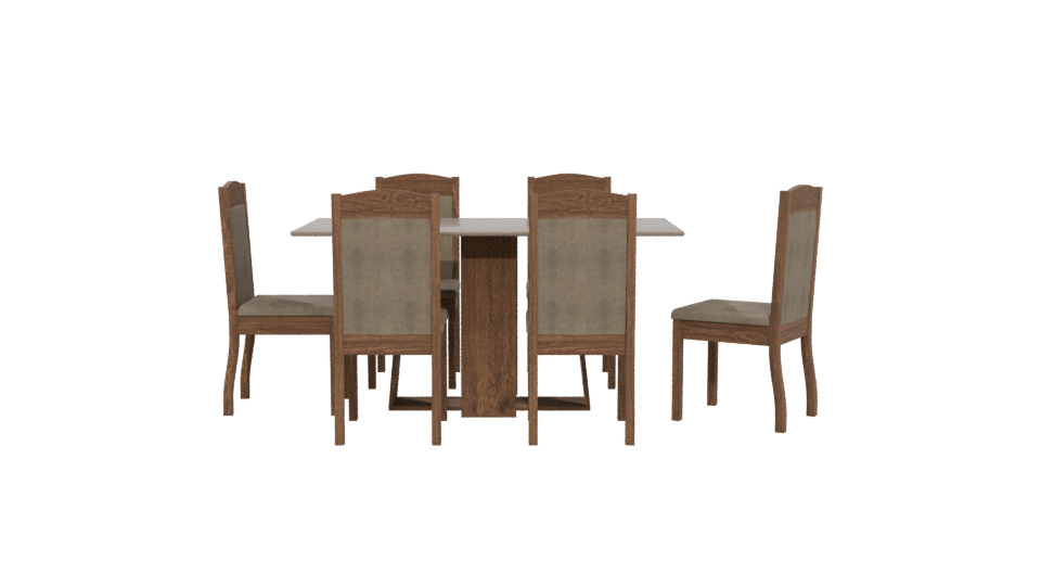 Stylish Wooden Dining Set Model - Professional 3D Model Render 5