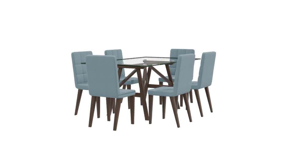 Stylish Glass Dining Table Set - Professional 3D Model Render 9