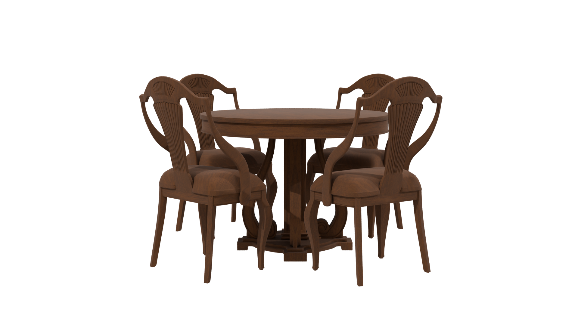 Elegant Wooden Dining Table Set - Professional 3D Model Render 2