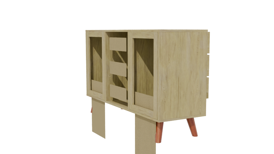 Vintage Wooden Sideboard 3D Model - Professional 3D Model Render 13